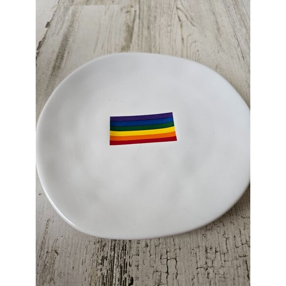 Williams Sonoma pride flag rainbow dessert plate salad 6.25 in New set of four p - Picture 1 of 5
